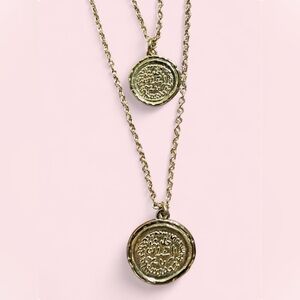 Gold Double Medallion Necklace - Women Jewelry